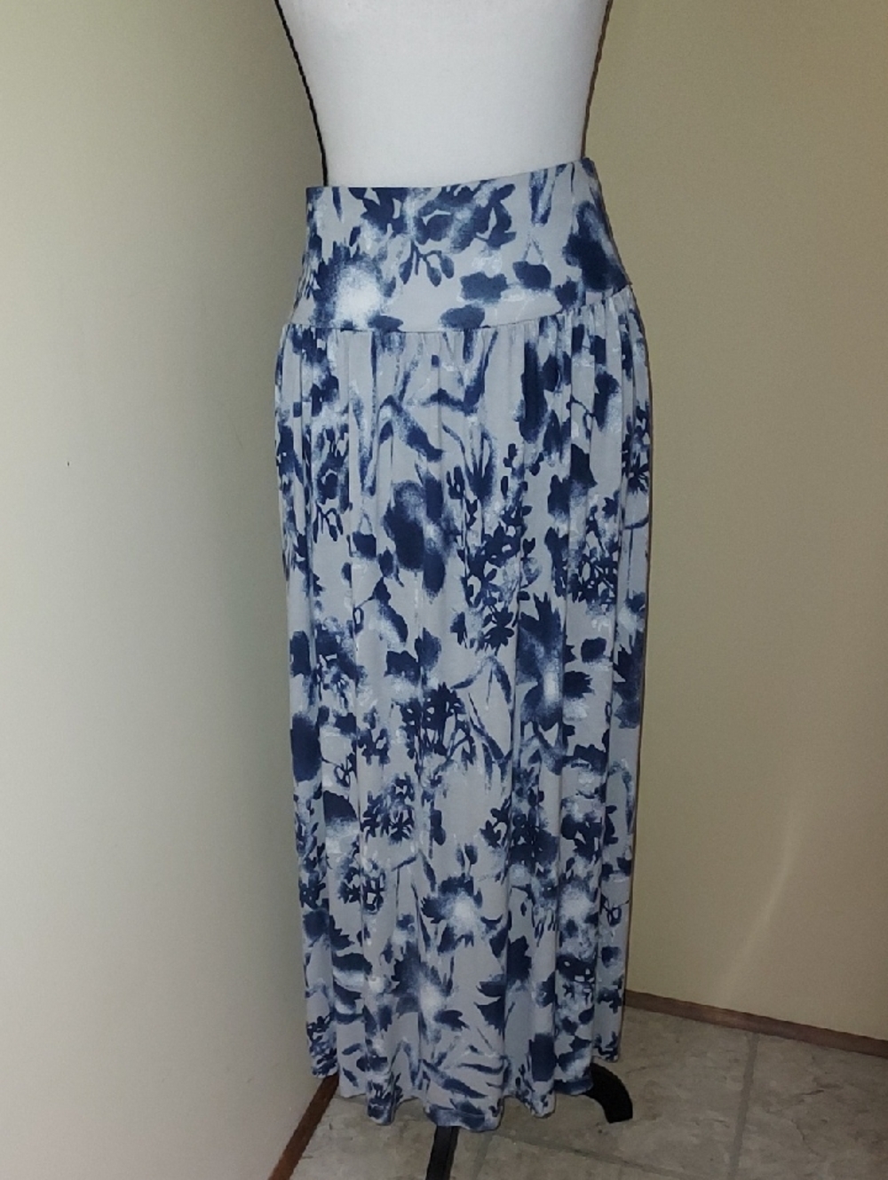 Coldwater Creek Blue and White Floral Maxi Skirt